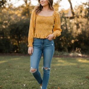 Hollister Yellow Floral Blouse